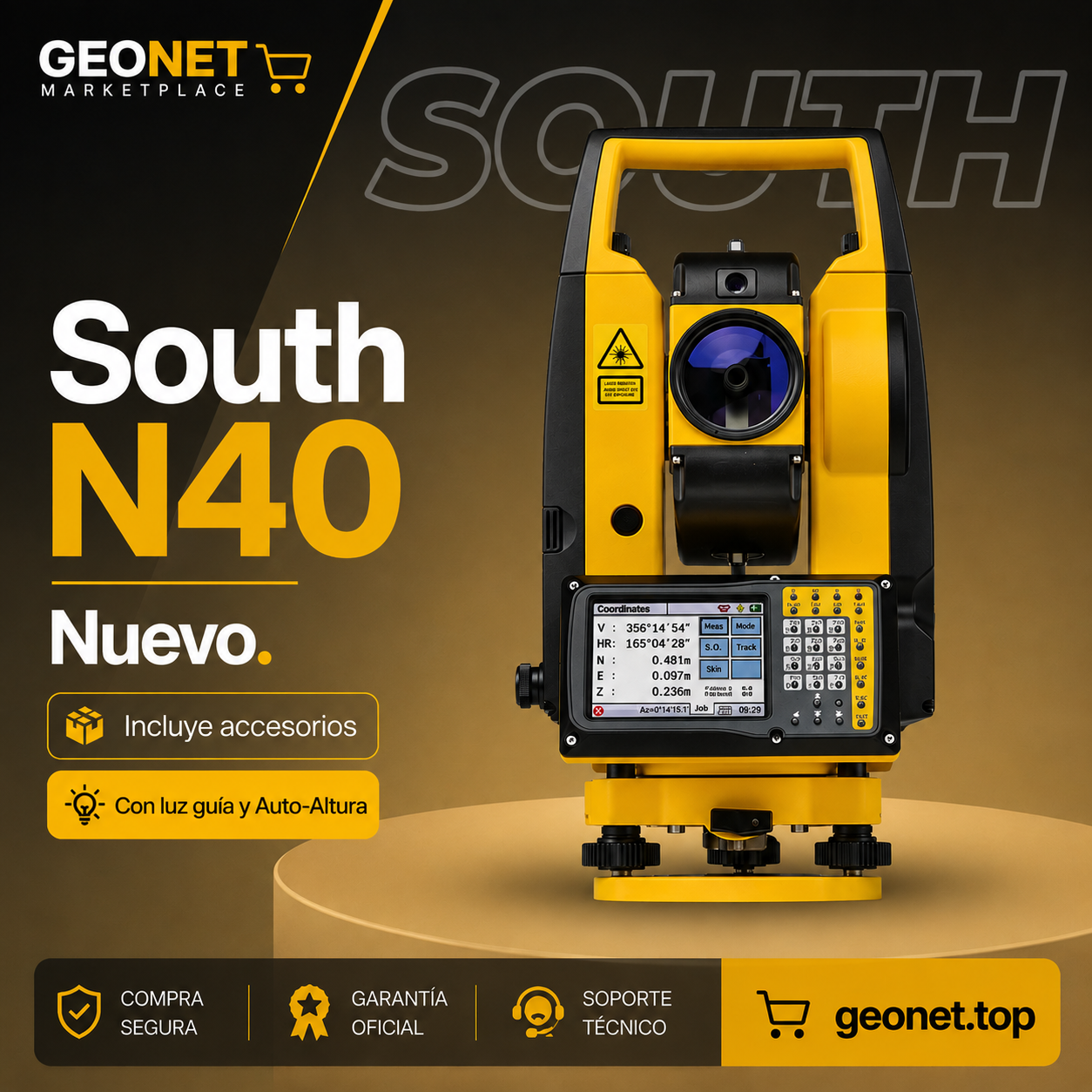 ESTACION TOTAL SOUTH N40 CON AUTO ALTURA Y LUZ GUIA