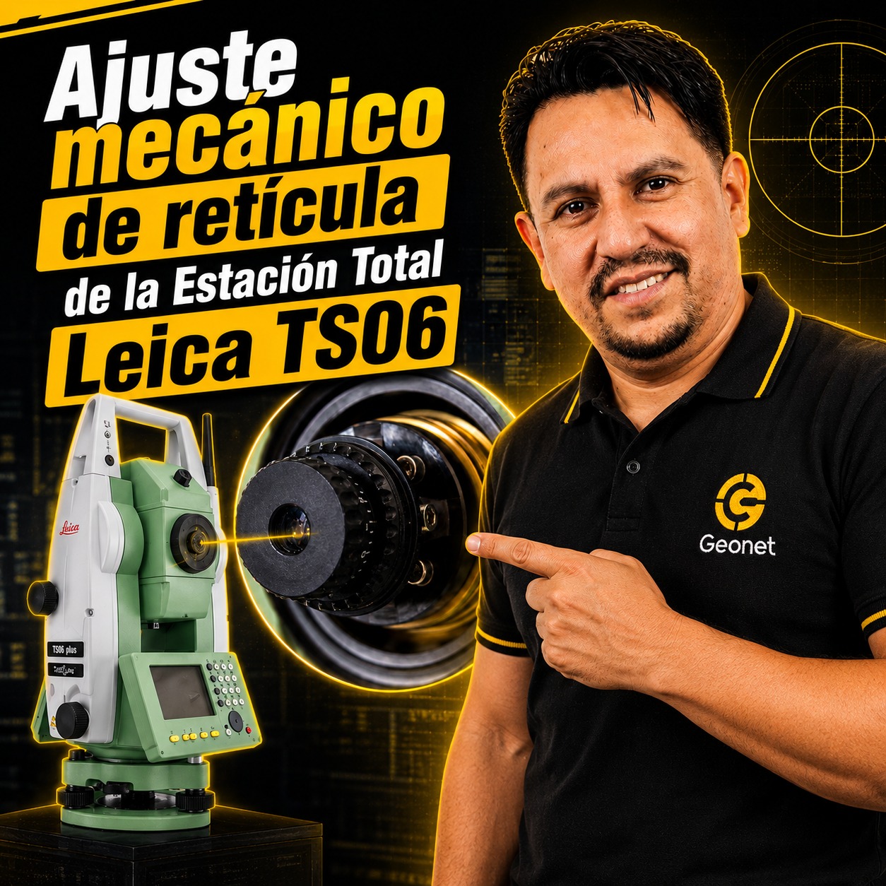 Ajuste mecánico  de retícula Leica Ts06