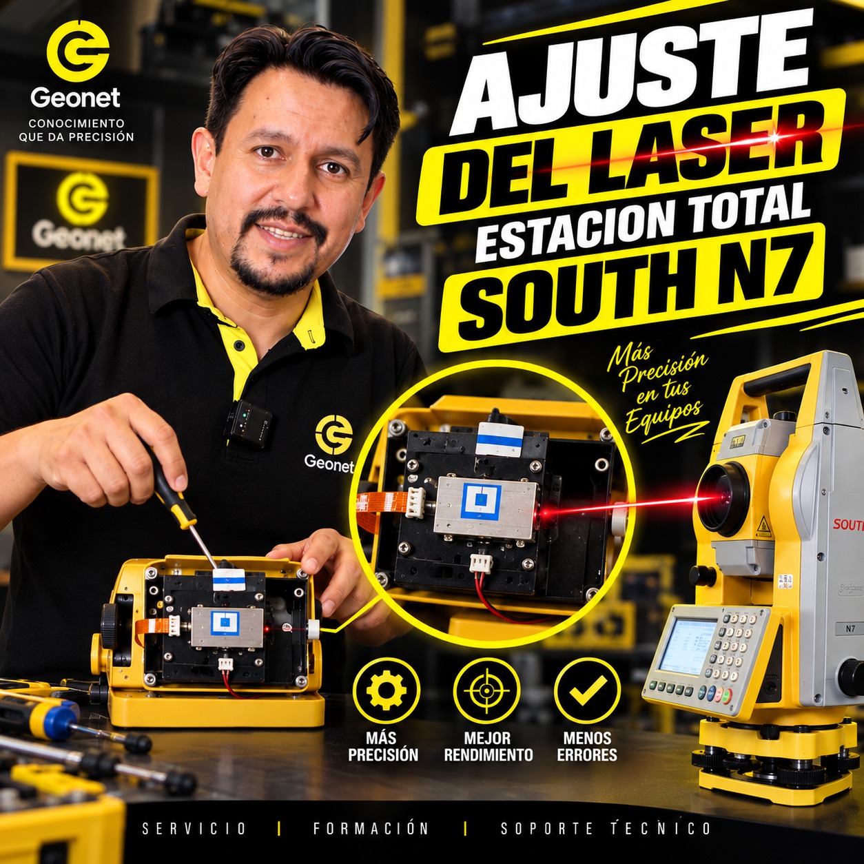 AJUSTE DEL PUNTERO LÁSER DE ESTACIÓN TOTAL SOUTH N7